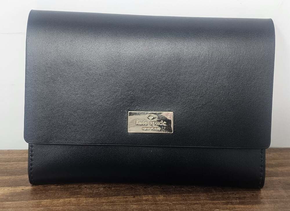 Kate Spade Medium Arbour Hill Pim Wallet Smooth Black Leather WLRU2865 NEW